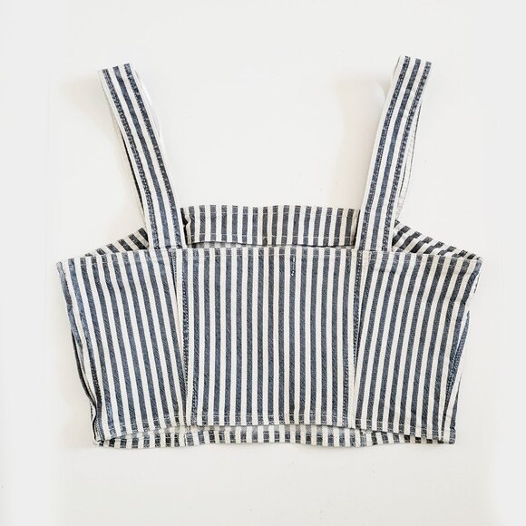 SOLD Zara Striped Denim Cropped Buster Top NWOT - Size X-Large - Picture 4 of 9